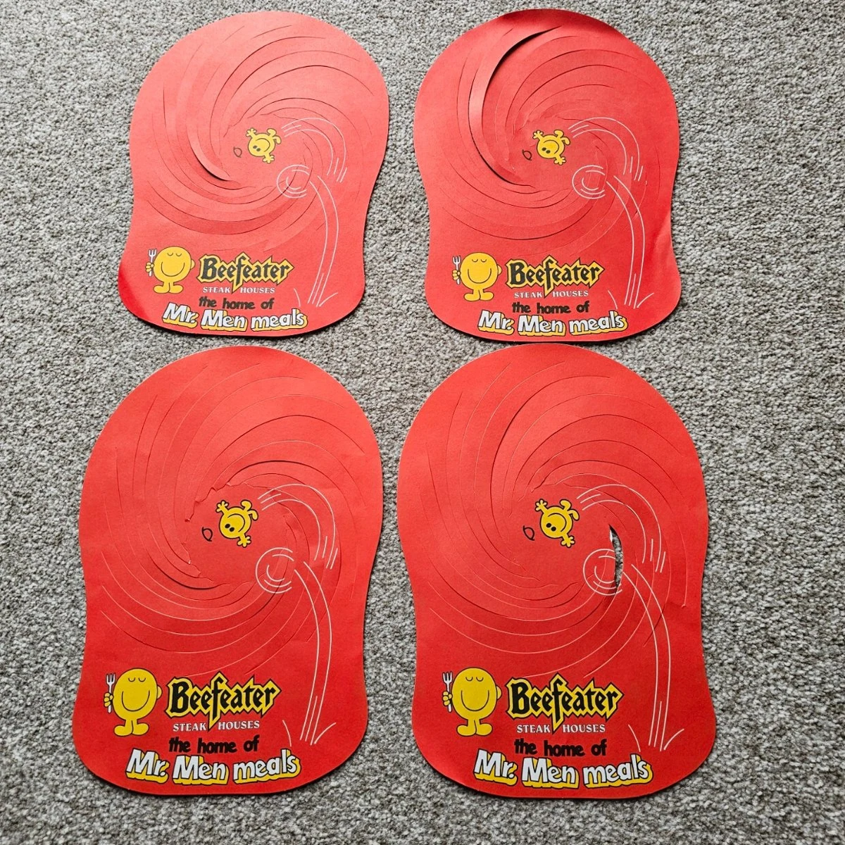 Mr Men party hats from Beefeater Steak Houses, 'the home of Mr. Men meals'
